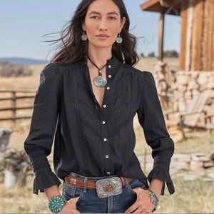 Sundance Louisa Shirt Blouse Onyx Size S